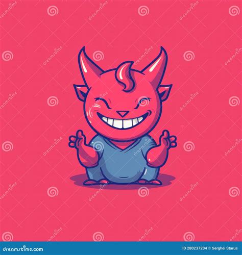 A Red Devil with Horns and a Blue Shirt. Generative AI Image. Stock Illustration - Illustration ...