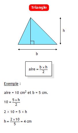 Formulaire de géométrie Collège. Hauteur d'un triangle connaissant son ...