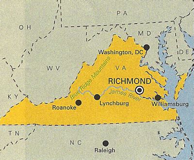 Map Of Virginia Showing Richmond - Florri Anna-Diana