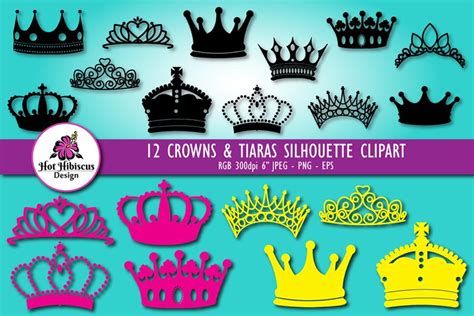 Royal Crowns and Tiaras Silhouette Clipart Graphics (290520 ...