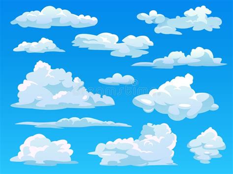 Clouds in Sky, Fluffy Cloudy Cartoon Background Stock Vector - Illustration of icon, blue: 193013705