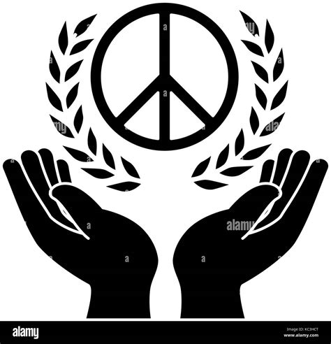 hands human protection with peace and love symbol vector illustration ...