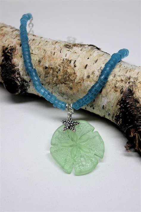 Sand Dollar Jewelry Beach Jewelry Peridot Recycled Glass