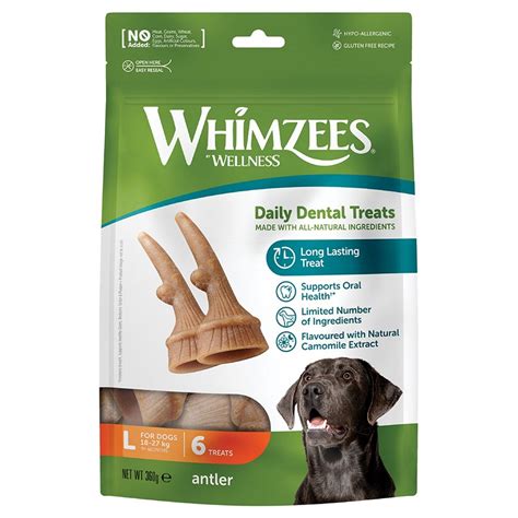 WHIMZEES Occupy Antler Natural Dental Chews for Dogs - Large (6pc ...