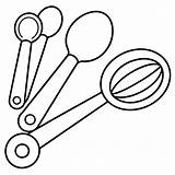 Measuring spoons coloring Page Outline book Line Art  sketch template