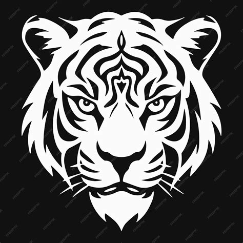 Premium Vector | A white tiger with a black background and the word ...