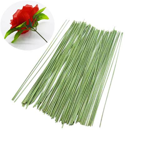 50pcs Dark Green wire artificial silk flowers stem DIY Handmade ...