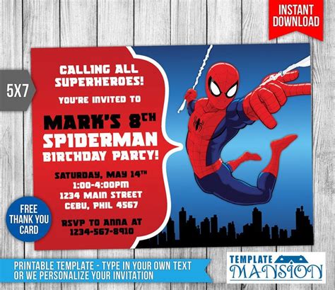 Free Editable Spiderman Birthday Invitation Templates