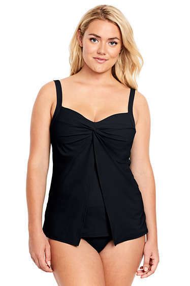 Lands' End NEW Lands End Shaping Tankini Top Tummy Control Black 12