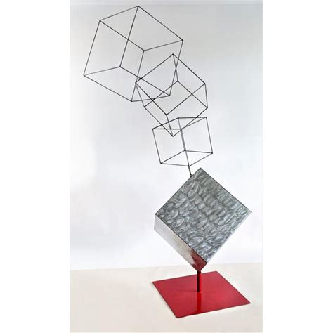 Welded Metal Cube Sculpture | Chairish