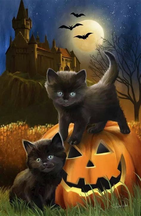 Chats noirs en 2019 | Peinture halloween, Halloween et Fond ecran halloween