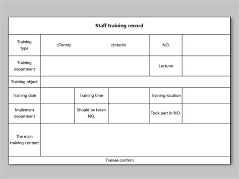 EXCEL of Staff Training Record.xls | WPS Free Templates