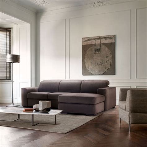 Diesis sectional sofa with chaise longue - dove leather - Natuzzi ...