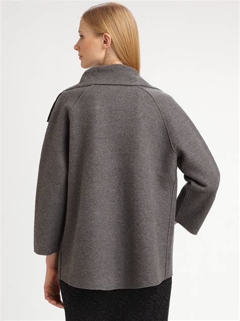 Eileen fisher Boiled Wool Coat in Gray | Lyst