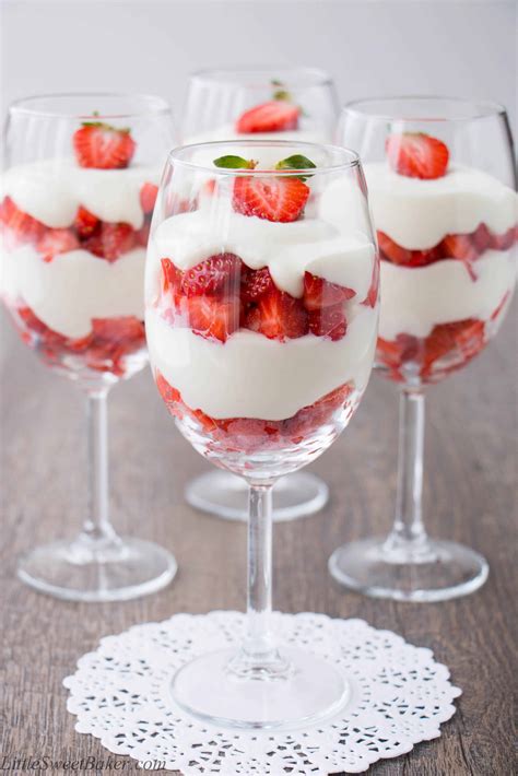 Strawberry White Chocolate Mousse Parfait - Little Sweet Baker