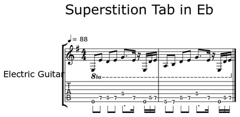 Superstition Tab in Eb - Sheet music for Electric Guitar