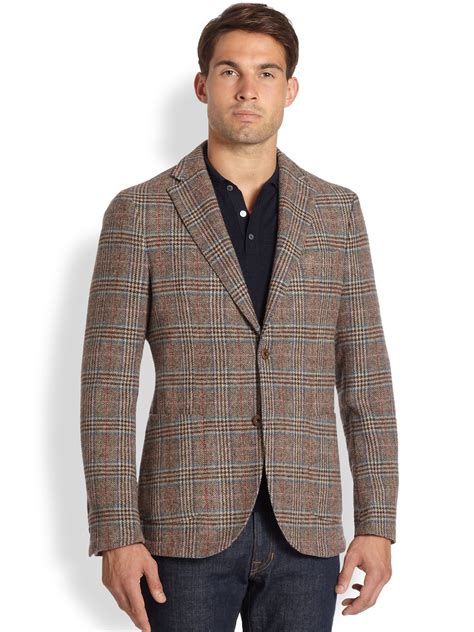 Lyst - Slowear Plaid Wool Blazer in Brown for Men