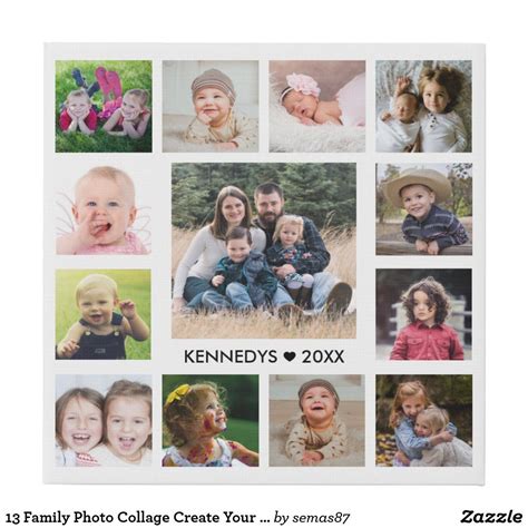 13 Family Photo Collage Create Your Own Faux Canvas Print | Zazzle | Photo collage canvas, Photo ...