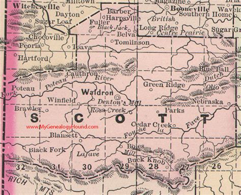 Scott County, Arkansas 1889 Map