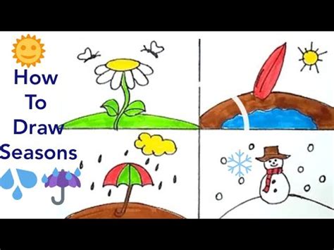 #Seasonsdrawing #Seasonskids How to draw Four seasons Drawing|Summer,Spring,Autumn and Winter ...