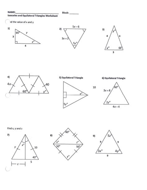 Isosceles and Equilateral Triangle Worksheet-Merged | PDF - Worksheets ...