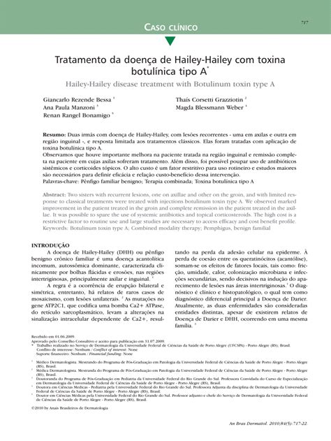 (PDF) L Tratamento da doença de Hailey-Hailey com toxina botulínica ...