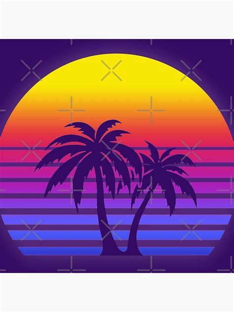 Synthwave Sun Palm Trees Pin Button Designed & Sold By ClivJones