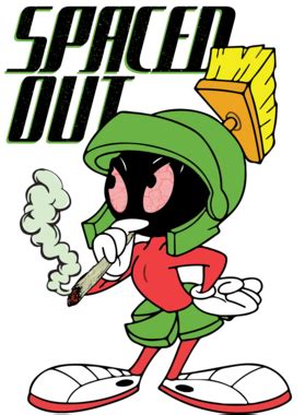 Spaced Out Marvin The Martian Smoking Weed Pot Stoner Retro Cartoon ...