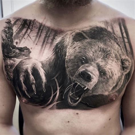 Realism bear by Dmitry Perunov. Tatoo Art, Lion Tattoo, Tattoo Drawings, Tattoo Boy, Chest Piece ...