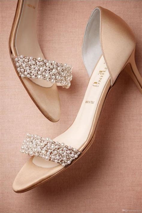 Ivory Bridal Shoes Uk Gorgeous Wedding Shoes Summer Champagne High Heels Medium Length Decorated ...