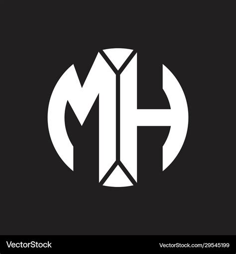 Mh logo monogram with piece circle ribbon style Vector Image