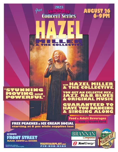 Final TGIFairplay Concert of the 2023 Season with Hazel Miller and Free Peaches and Ice Cream ...