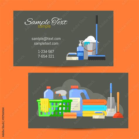 Business card template of cleaning service vector illustration Stock ...