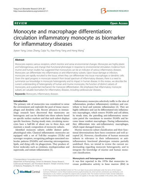 (PDF) Monocyte and macrophage differentiation: circulation inflammatory ...