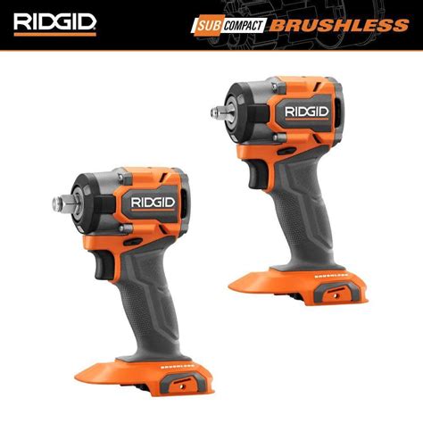 Ridgid 18v subcompact brushless cordless 3 8 in impact wrench and 18v ...