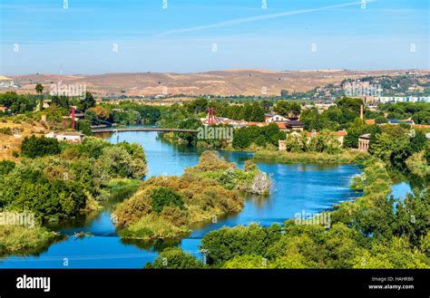 The Tagus River, the longest river on the Iberian Peninsula. Toledo ...