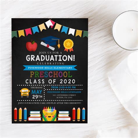 EDITABLE Invitation, Preschool Graduation Invitation, Graduation Announcement, Graduation Party ...