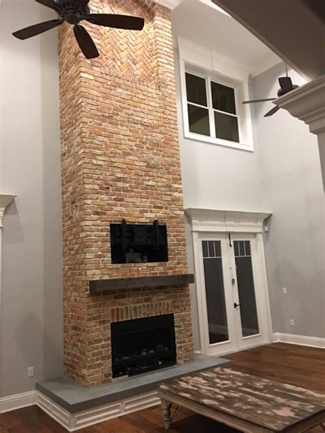 Fireplace remodeled with Old Chicago Thin Brick Veneer - Country - Living Room - Tampa - by ...