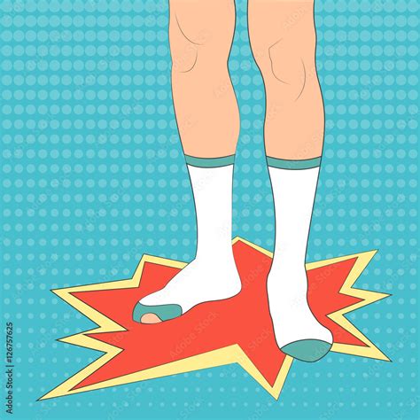 Feet in socks Vector illustration Slim male feet in holey socks Pop art style Stock Vector ...