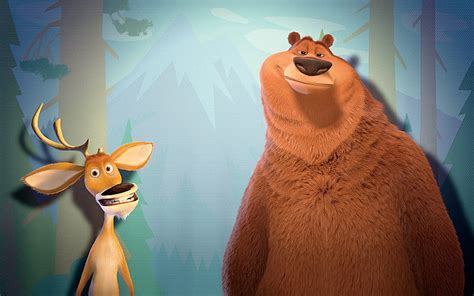 600x1024px | free download | HD wallpaper: grizzly bear and deer cartoon character digital ...