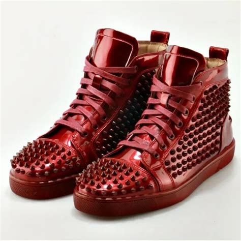 LTTL New Fashion Red Patent Leather Sneakers Men Designer High Top ...