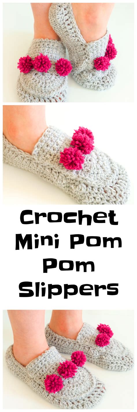 Crochet Mini Pom Pom Slippers - Crochet Ideas