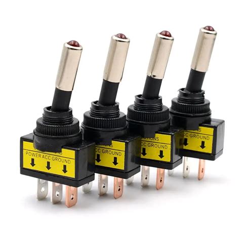 10Pcs 12V 20A Car Auto Red LED Light Toggle Rocker Switch 3Pin SPST ON ...