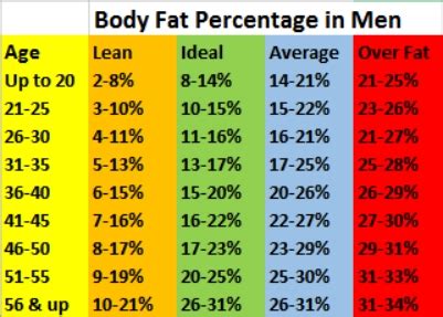 Body Fat Percentage Chart and How to Measure Body Fat