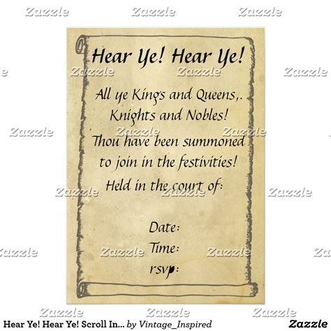 Hear Ye! Hear Ye! Scroll Invitations | Zazzle | Scroll invitation, 21st ...