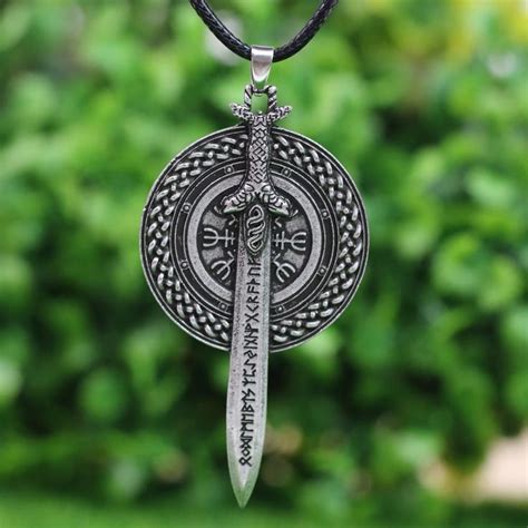 Nordic Sword Shield Amulet Necklace | Sword necklace, Viking jewelry ...