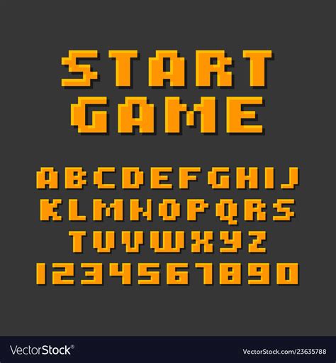 Pixel retro style video game font Royalty Free Vector Image