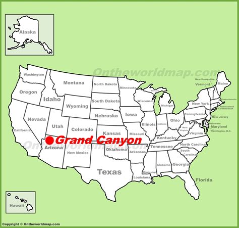 Grand Canyon location on the U.S. Map - Ontheworldmap.com