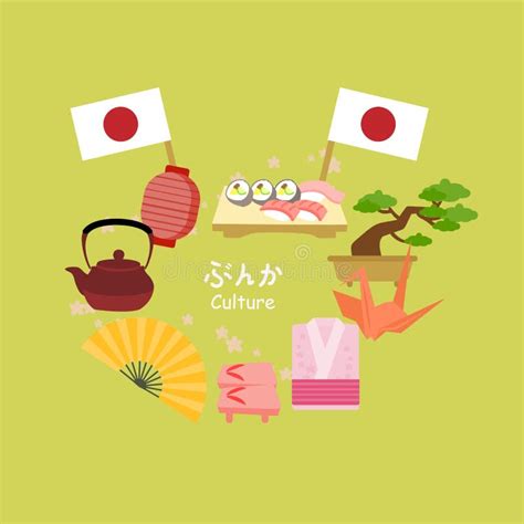 Cute Cartoon Japanese Culture Stock Vector - Illustration of east, collection: 68084456