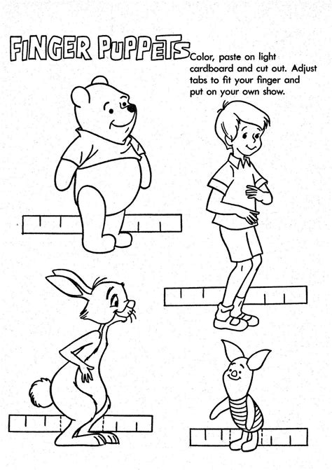 Mostly Paper Dolls: WINNIE THE POOH Finger Puppets | Pyssel att skriva ut, Barnkalas, Pyssel